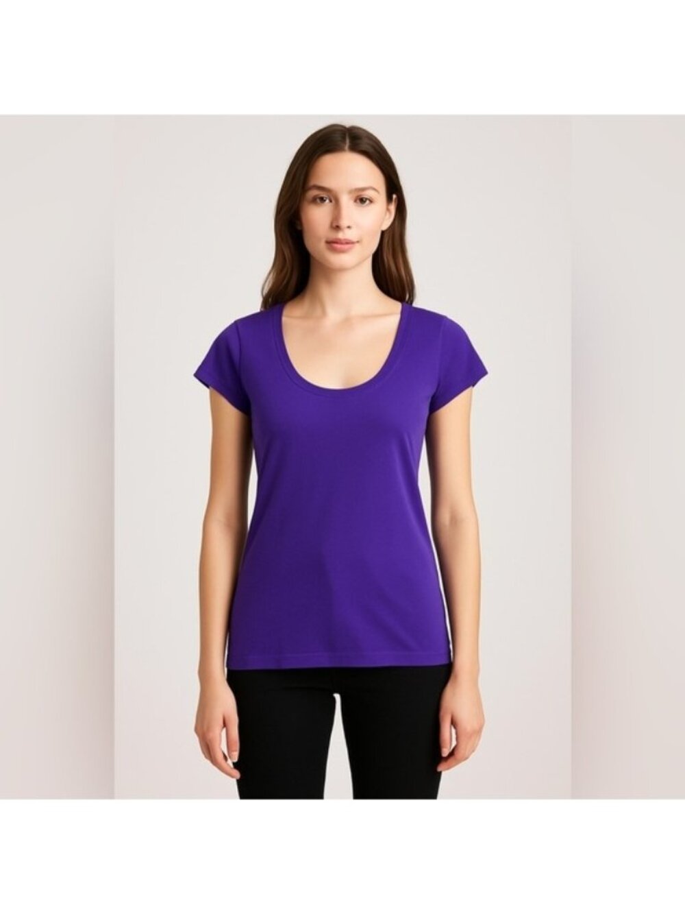 Theory Women’s Scoop Neck Short Sleeve T-Shirt Purple Size L